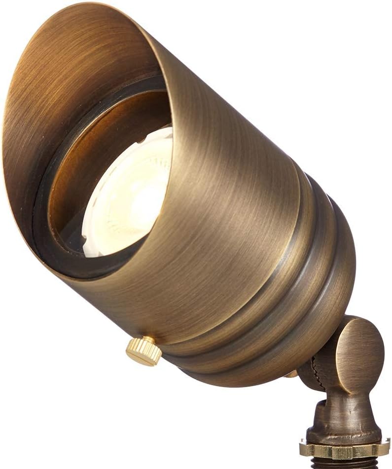 Fat Boy 12V Brass Outdoor Spotlight (Bronze) with 5W 2700K Warm White 400 Lumen MR16 LED Bulb for Low Voltage