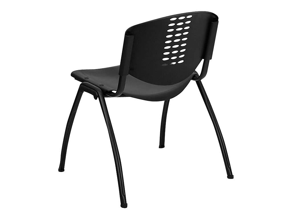 Plastic Stack Chair with Oval Cutout Back, Black
