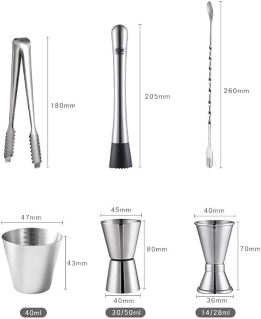 Cocktail Shaker 19 Piece Stainless Steel Cocktail Stand with Rotatable Storage Rack Home Bar Bartender Tool Bar Set