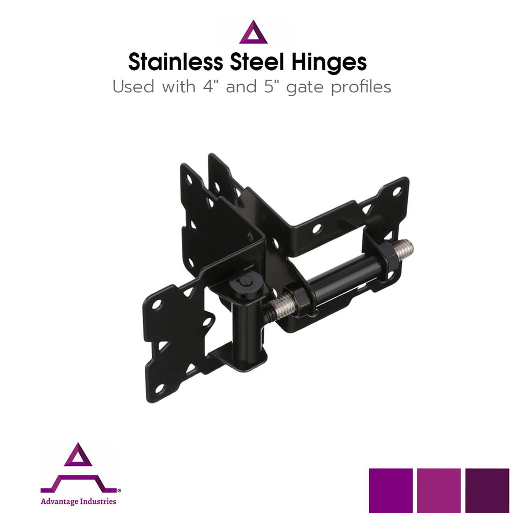 Stainless-Steel Self-Closing Gate Hinge "Long Leg" | Horizontal Adjustable | Enclosed Spring | Tight Hinge Tolerance