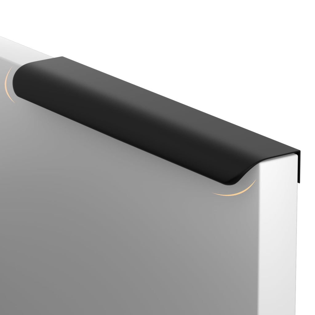Black Cabinet Handles, Finger Pulls for Cabinet Edge Pulls 6-1/4 Inch 10 Pack | Tab Drawer Handles, Aluminum Alloy