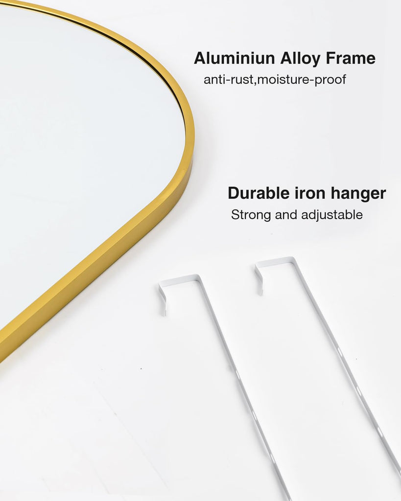 Full Length Over The Door Mirror, 48"x14" Bathroom Gold Mirror, Long Mirror Living Room