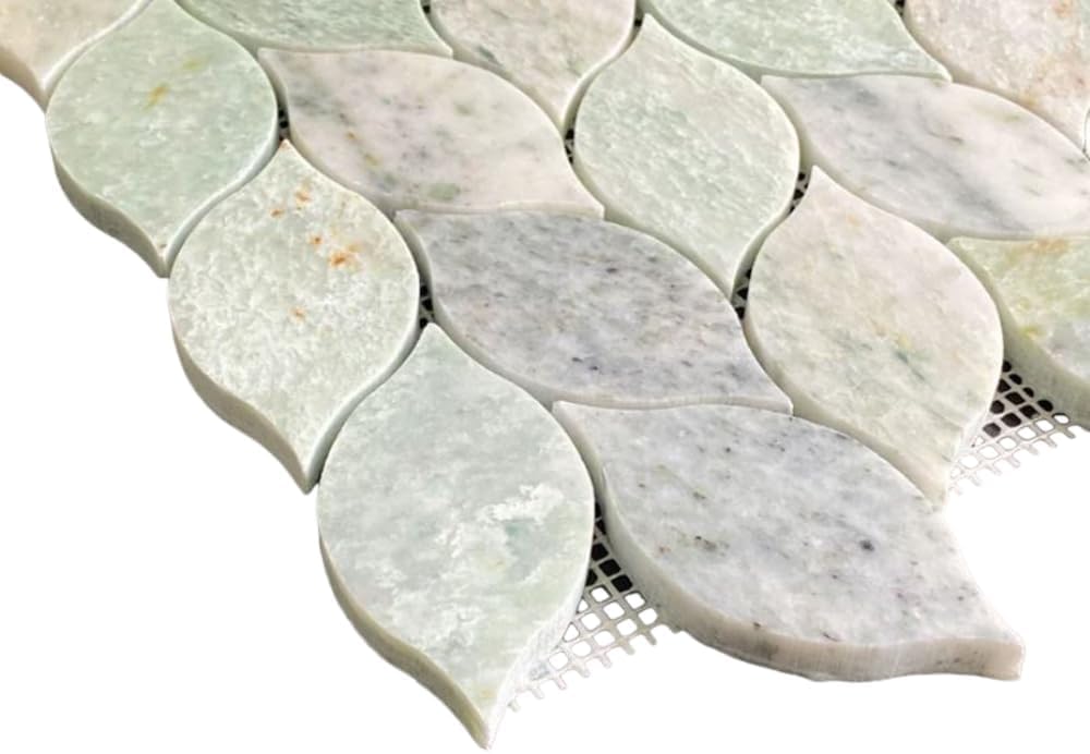 Ming Green Polished Leaf Marble Mosaic Tile - 2 Sheets