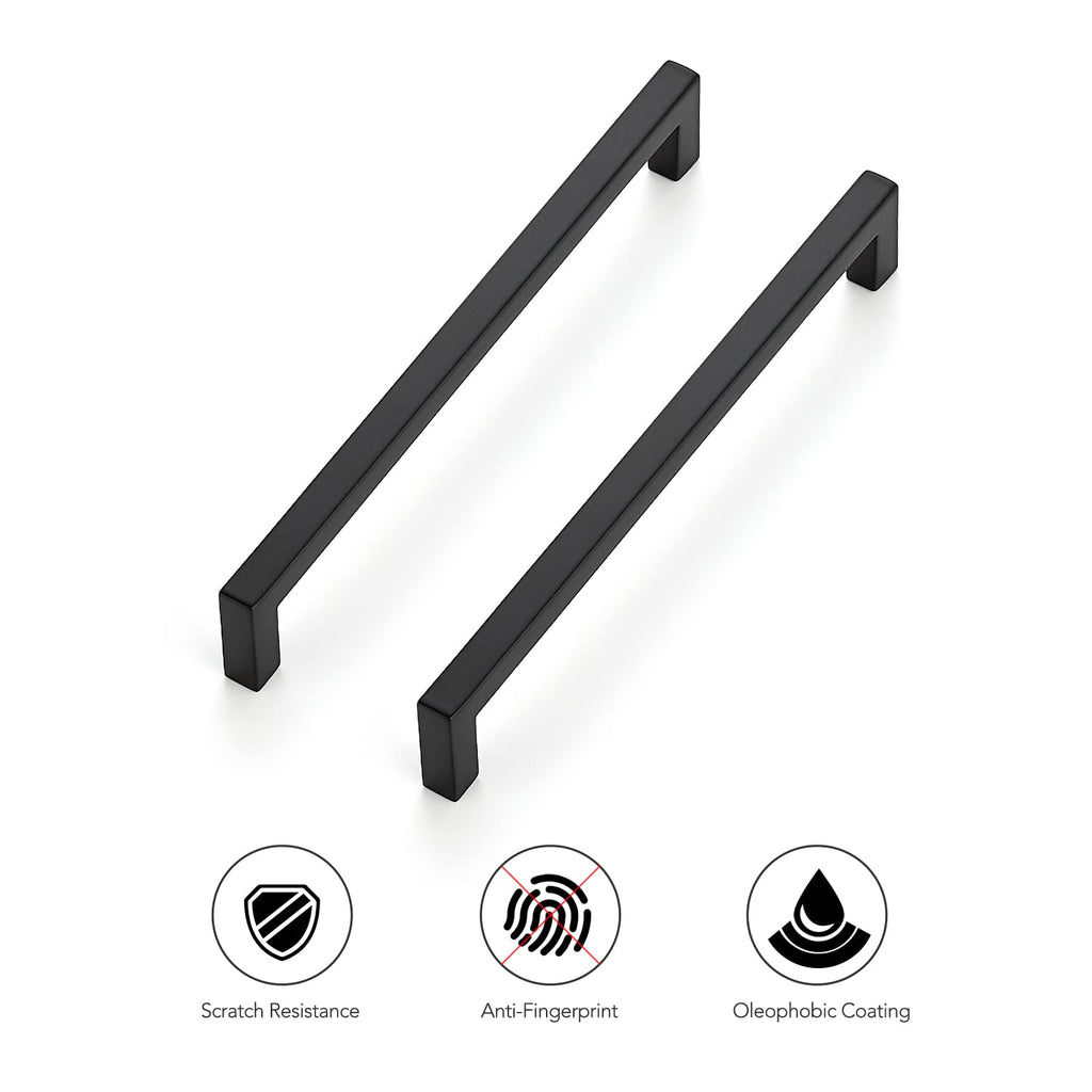 Matte Black Cabinet Handles Solid Cabinet Pulls 6-1/4 Inch 5 Pack