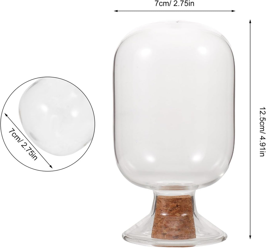 Glass Match Cloche Jar with Cork Lid for Fireplace Candles - Set of 2