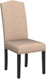 Upholstered Dining Chairs Set of 2, Modern Kitchen Chairs with Nailhead Trims and Solid Wood Legs for Dining Room