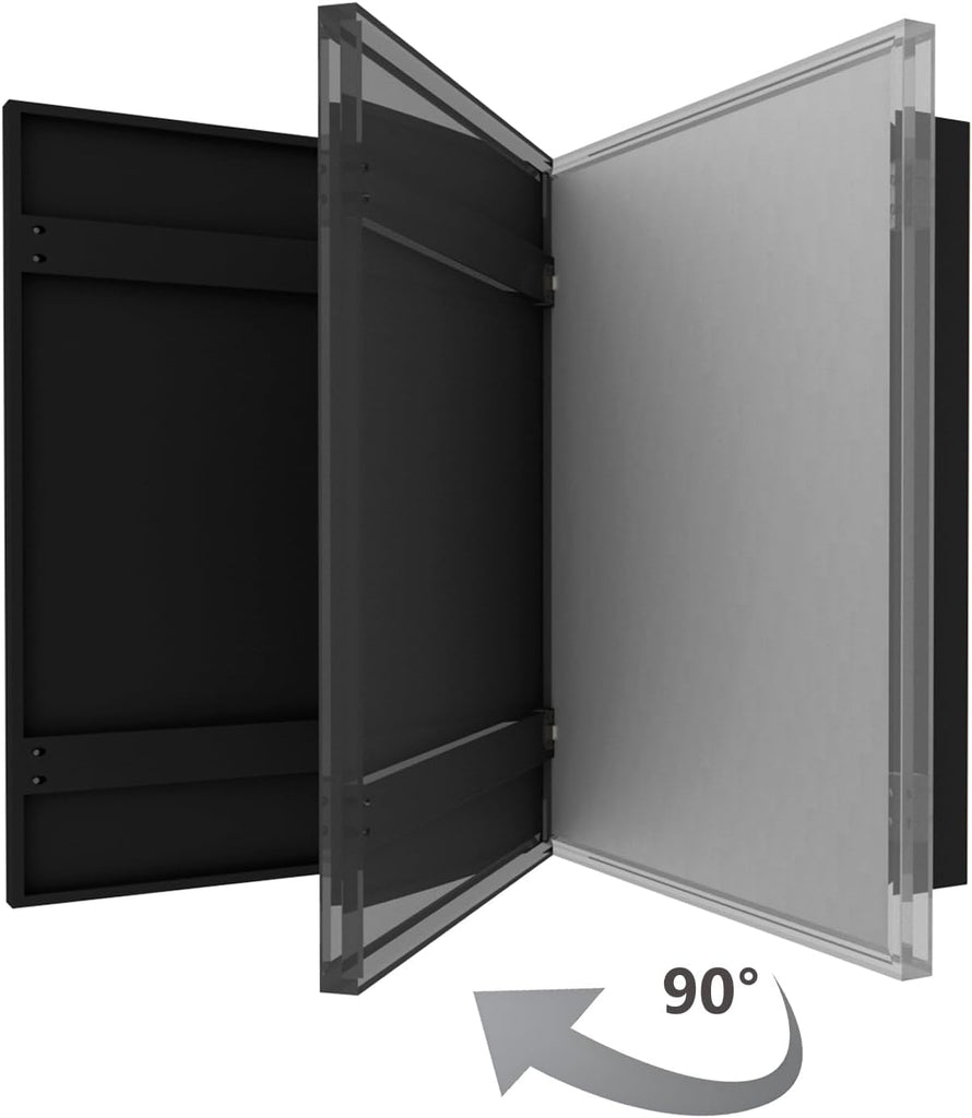 24"x16" Recessed Wood Medicine Cabinet with Mirror - Wall-Mounted Wooden Bathroom Cabinet with Adjustable Storage