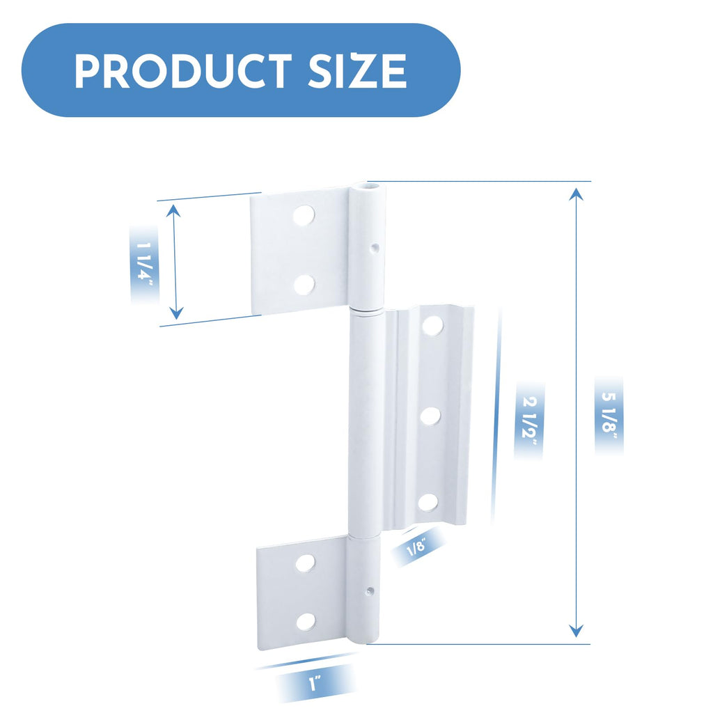 3Pack Screen Door Hinges, Aluminum 1/8 in. Grooved Center, White