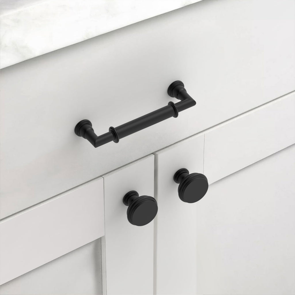 2 Pack 4 Inch(102mm) Matte Black Cabinet Pulls Heavy-Duty Solid Kitchen Cabinet Handles Black Drawer Hardware s
