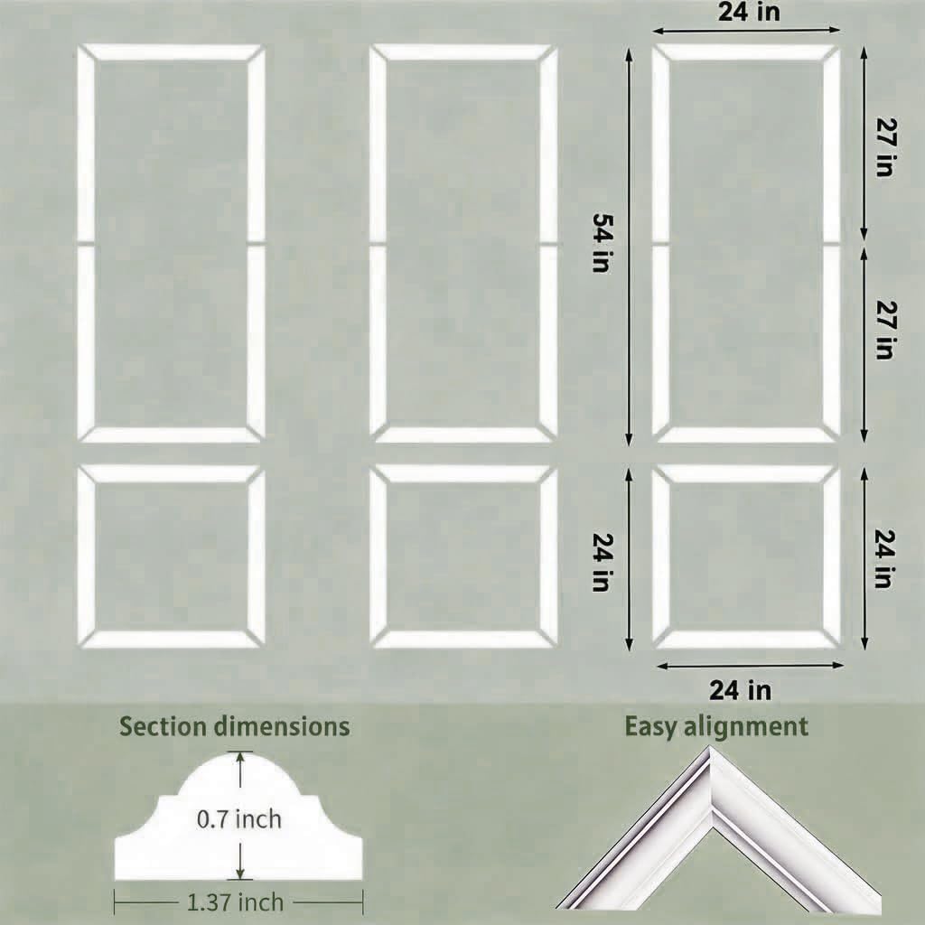 Peel and Stick Wall Molding Kit, 6 Large Frames, 54 x 24 Inch