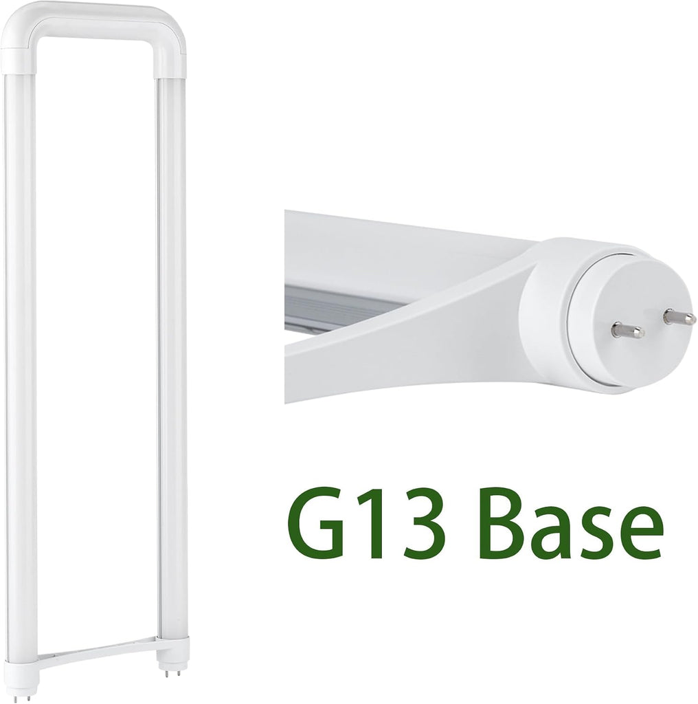 U Shaped Led Tube Lights, T8 T12, 18W 2400LM, 3500K Warm White, Dual-Ended Powered, Remove Ballast, Replacement U