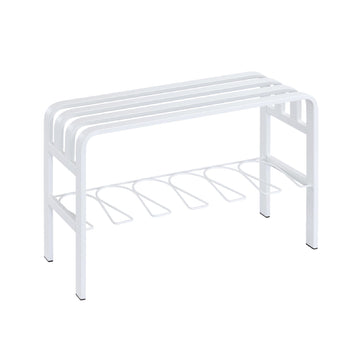 Horizontal Steel Shoe Bench, Shoe Organizer, Shoe Storage Bench (White)