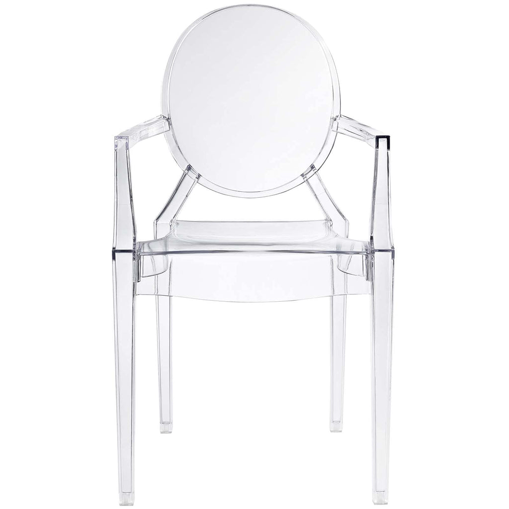 Casper Modern Acrylic Stacking Kitchen and Dining Room Arm Chair in Clear - Fully Assembled