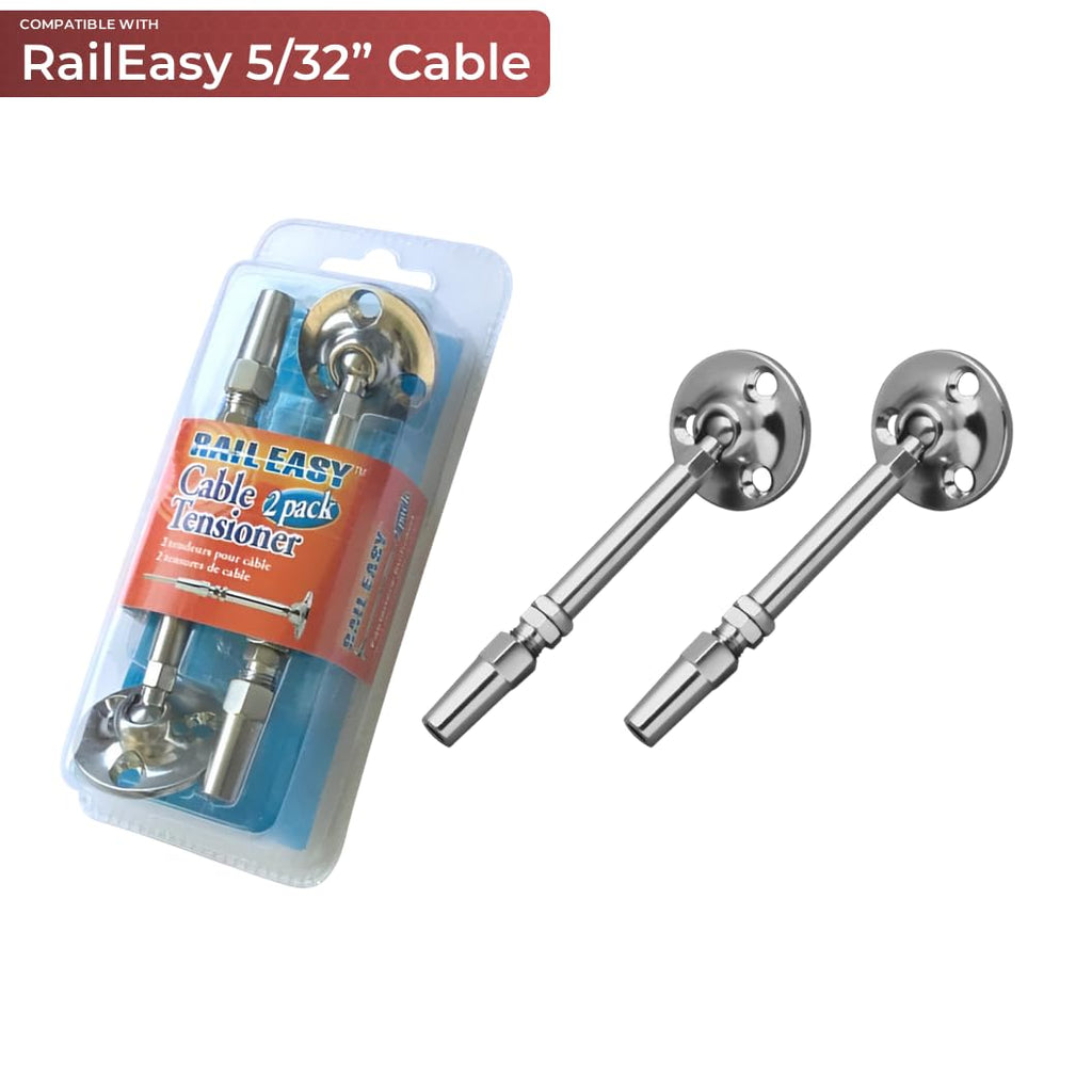 RailEasy C0981-0204 Cable Railing Tensioner (5/32") - 316L Marine Grade Stainless Steel (2-Pack)