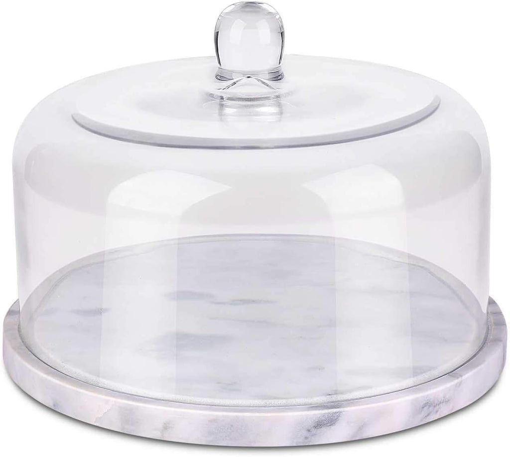 Marble Cake Stand with Lid Round Glass Cover Glass Dome Cake Saver Cheese Holder Serving Platter Stone Cake Stand