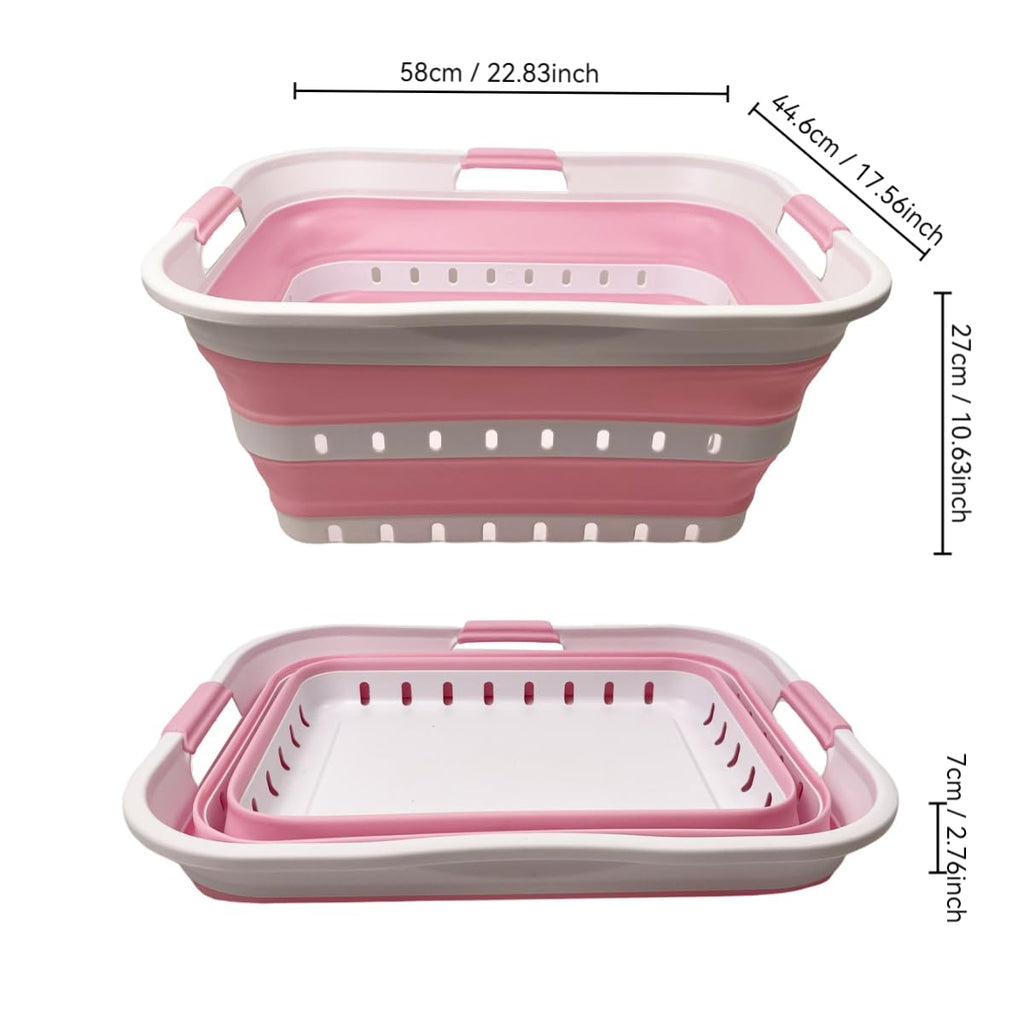 42 (11 Gallons) Collapsible Plastic Laundry Basket, Foldable Pop Up Storage Container/Organizer, Space Saving Hamper