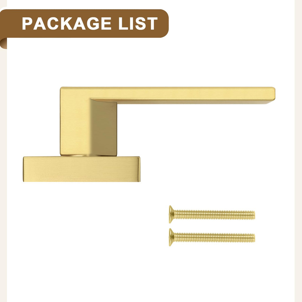 8 Pack Gold Dummy Door Handles,Modern Closet Door Levers,Heavy Duty Interior Non-Turning Handle Reversible for Right