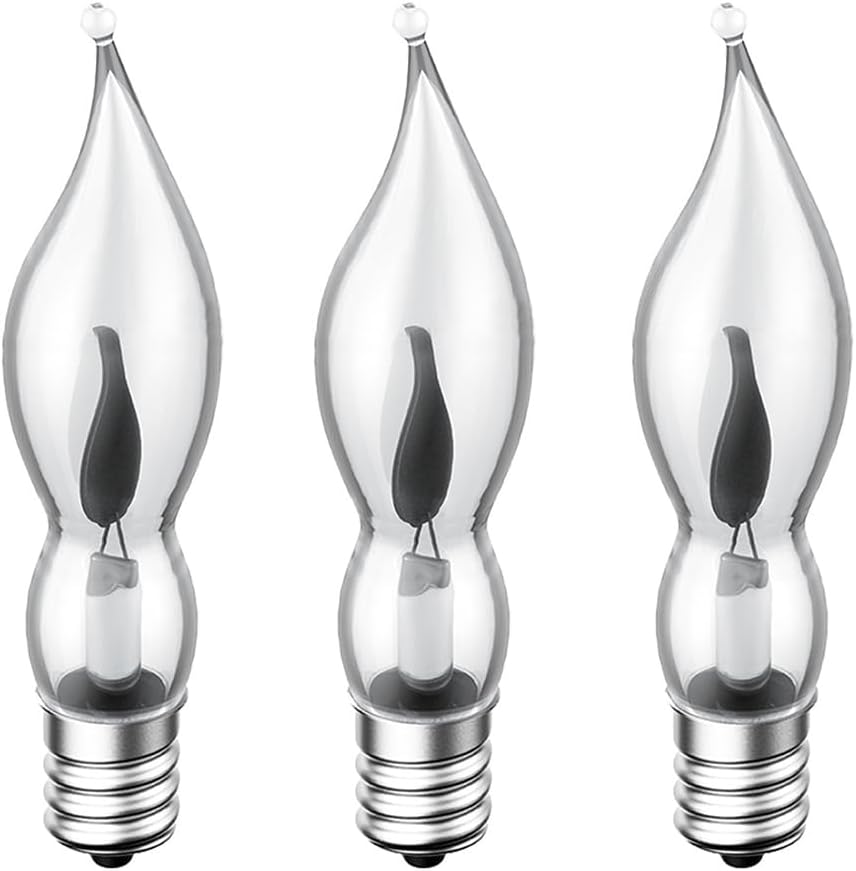 Flicker Flame Crystal Clear Flame Tip Candelabra Replacement Bulbs - Great for Electric Window Candle Lamps CA5 E12 1