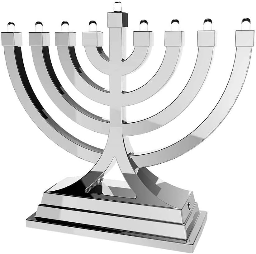 Mini Electric LED Battery or USB Powered - Push Button Multi Light Settings - Hanukkah Battery Operated Minorah Small