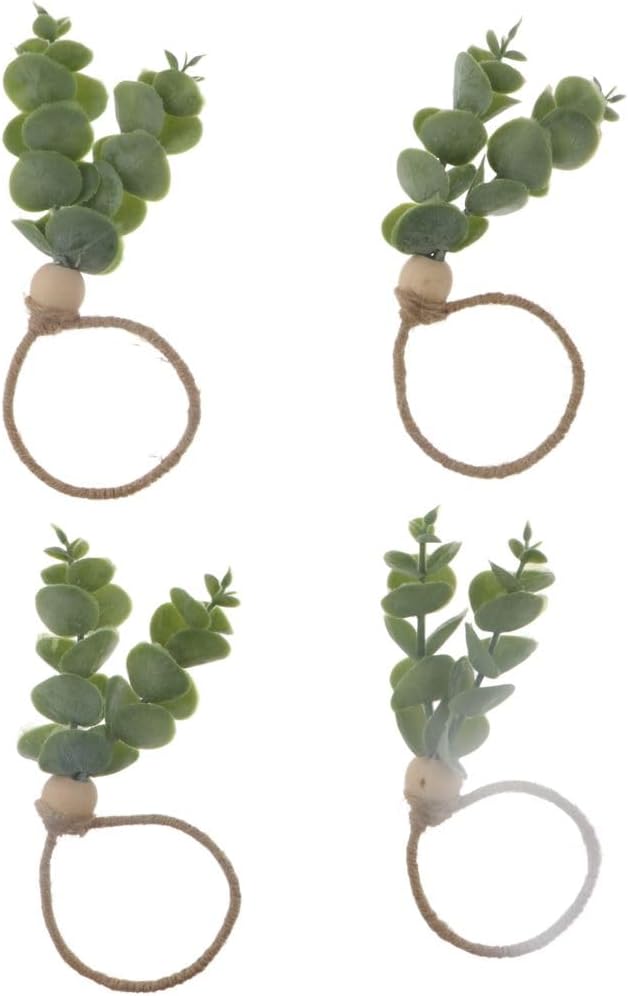 Napkin Rings Set Eucalyptus Leaves Napkin Rings Boho Greenery Napkin Rings Rustic Farmhouse Wooden Napkin - Set of 8