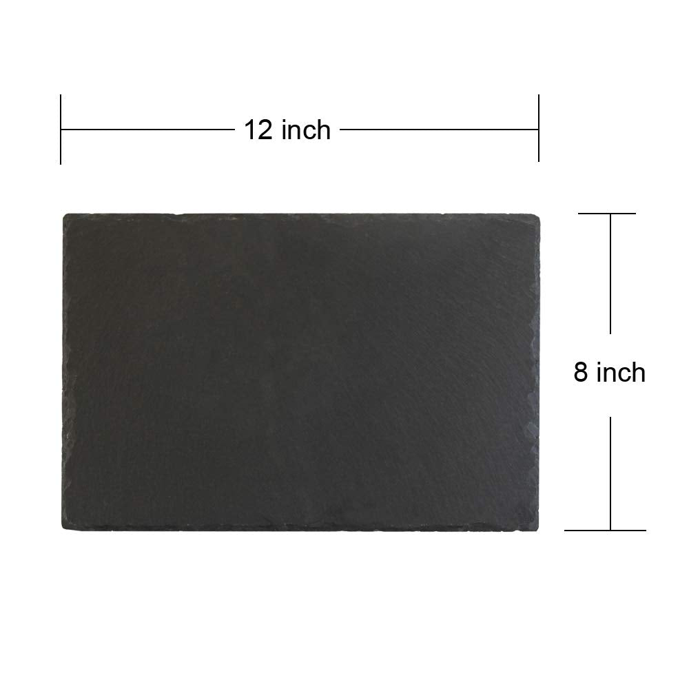 4 Pack 12 x 8 Black Slate Cheese Board with Natural Edge Dining Party, Charcuterie Stone Plates for Cake Fruit Meat