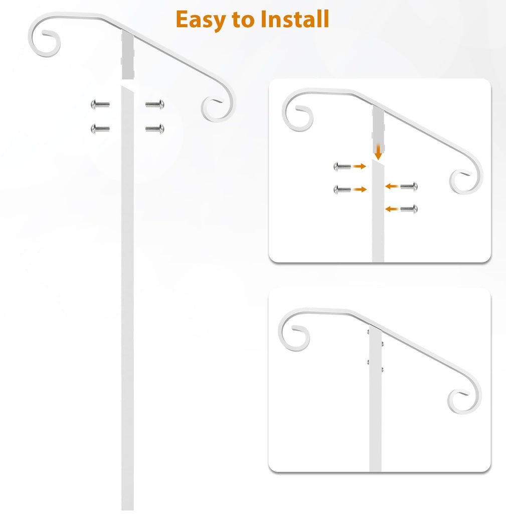 Non-Drilled Handrail Railing 58" H, In-Ground Single Post Handrail