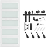 38 x 84 in Glass Barn Door with 6.6FT Sliding Hardware Kit & Handle, Pre-Drilled Ready to Assemble, 