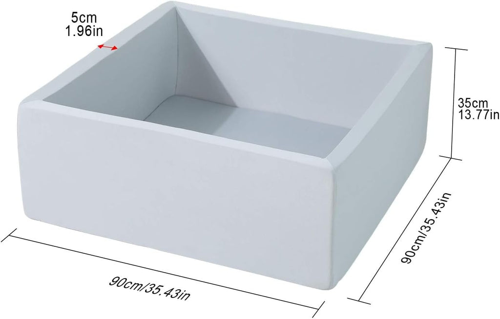 Square Foam Ball Pit for Toddler,35"x35"x12" Soft Ball Pit Pool with Removable Cover, Indoor Memory Sponge Ball