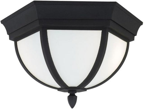 Wynfield Two Light Outdoor Ceiling Flush Mount, Black Finish