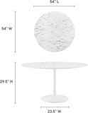 Lippa Round 54" Mid-Century Modern Artificial Marble Dining Table in White