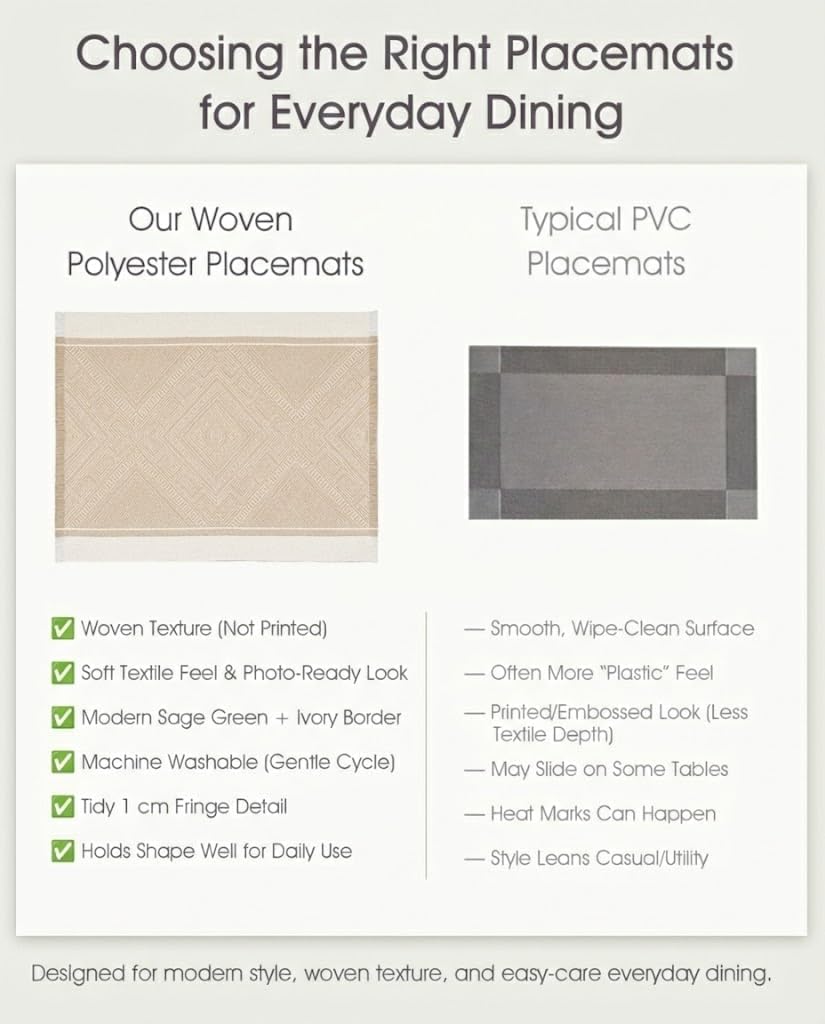 Placemats, 13.8 x 17.7 Inch, Polyester, Jacquard Woven - Set of 6