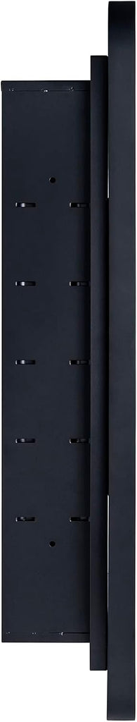 Matt Black Rectangle Recessed Bathroom Medicine Cabinet with Mirror Stainless Steel Metal Framed Rounded Rectangular