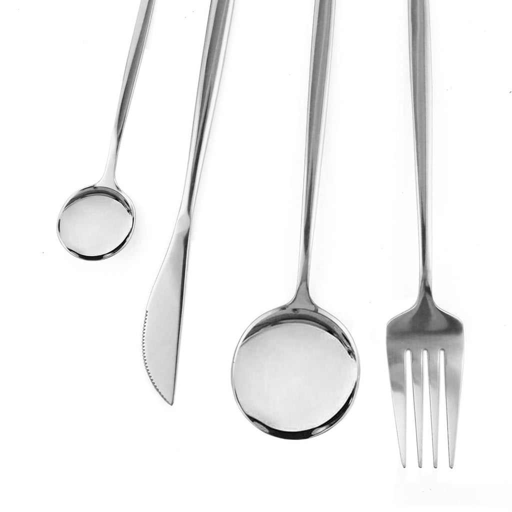 24-Piece Silver Korean Silverware Set, Stainless Steel | Mirror Polished, Service for 6, Includes Forks Spoons