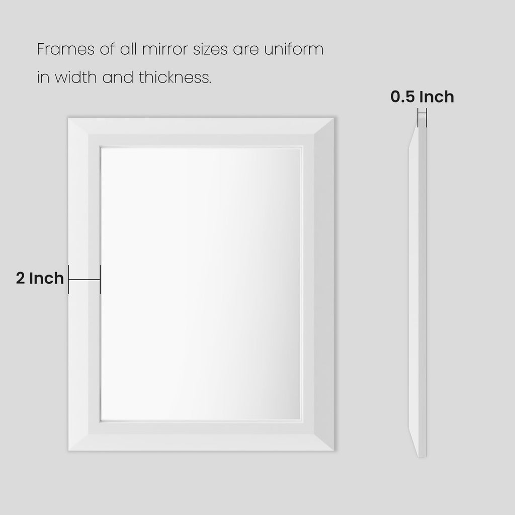 Bathroom Mirror for Wall 60x28 Inch, White Metal Framed