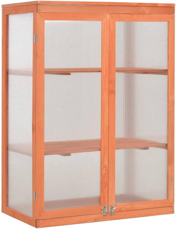 Wooden Garden Greenhouse Cold Frame for Herbs and Flowers with 2 Shelves and Hinged Lid, 29.5"x18.5"x42.9" Outdoor