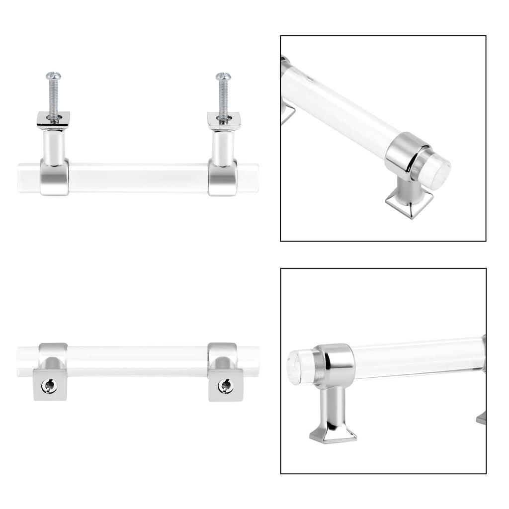 Acrylic Cabinet Handles & Pulls 5" Hole Centers Round 10 Pack
