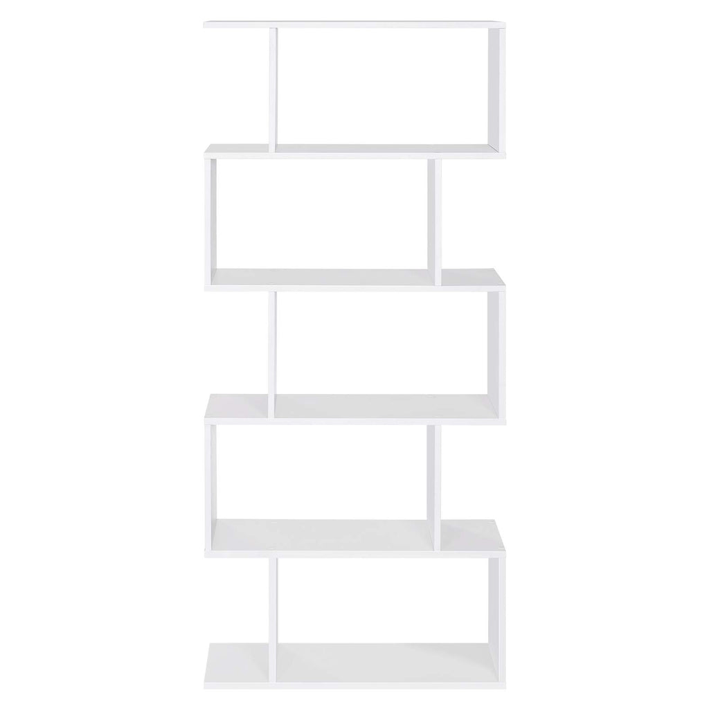 Wooden Bookcase, Display Shelf and Room Divider, Freestanding Decorative Storage Shelving, 5-Tier Bookshelf, White