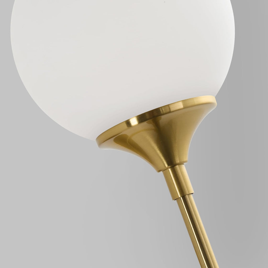 Mid Century Globe Wall Sconce: Set of 2 Brass Bathroom Milk Glass Lights