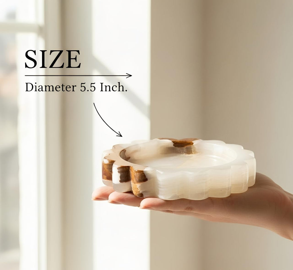 Scalloped Marble Jewelry Dish, 5.5" Ring Holder Trinket Tray