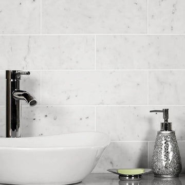 Subway Carrara Marble Tile Gray and White 4x12 Honed 5 sq ft/case 15-Pack
