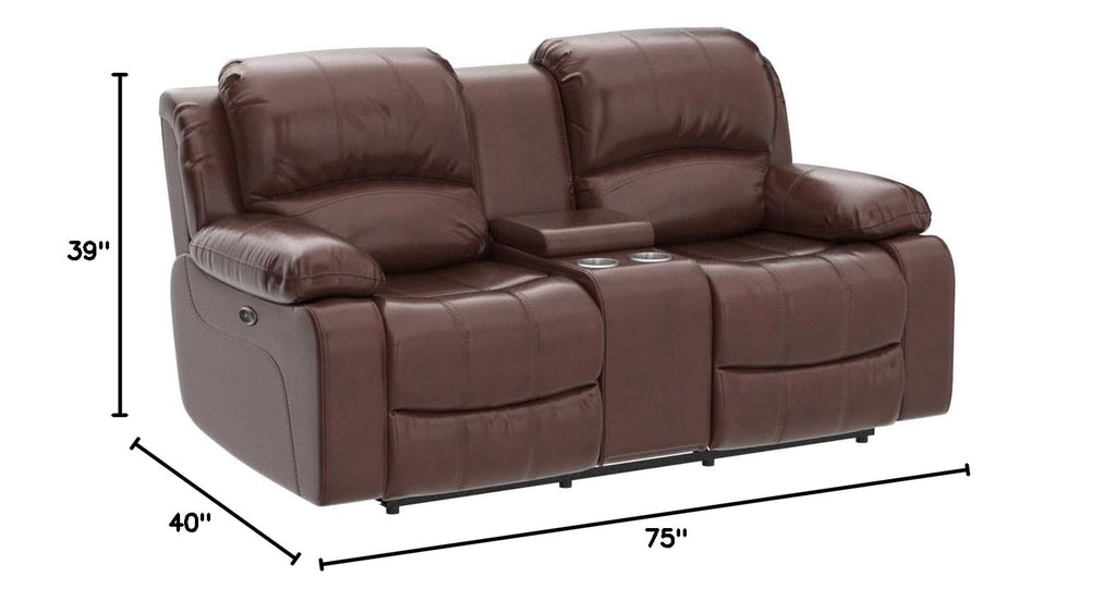 Power Reclining Bonded Leather Living Room Set (Brown, Loveseat)