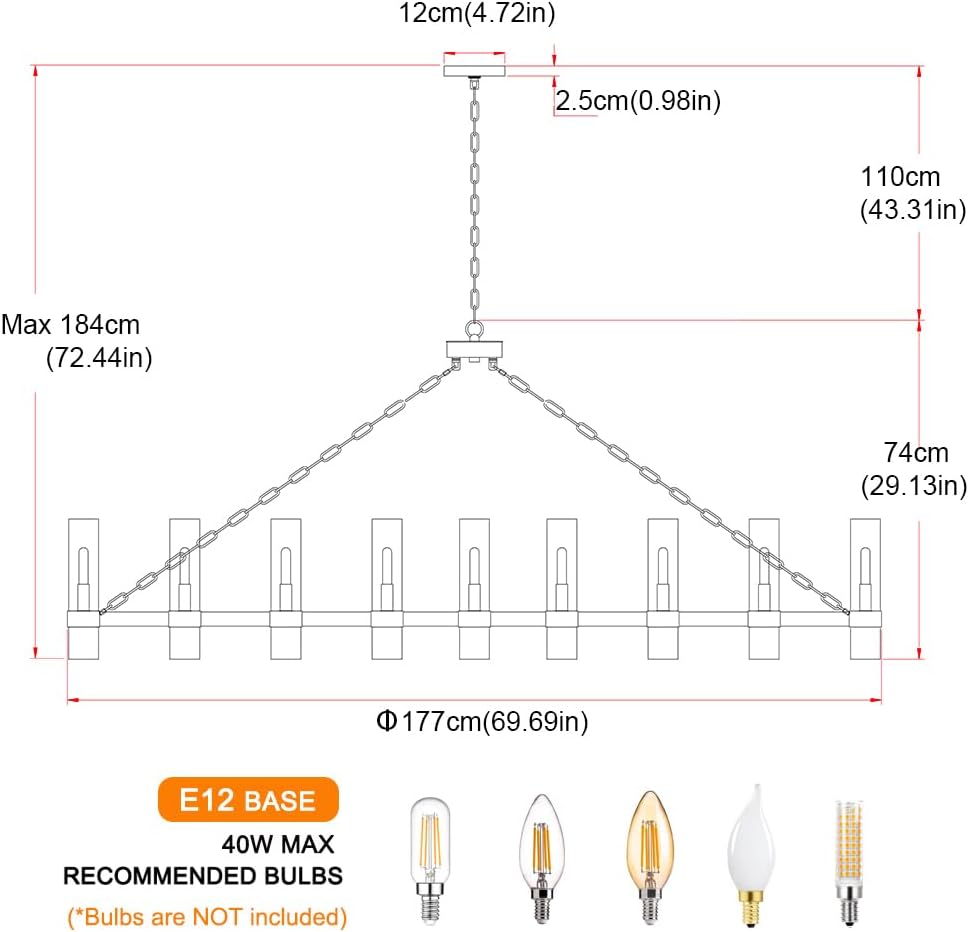 24 Light Black Wagon Wheel Chandelier, Round Chandelier Indoor, Modern Farmhouse Chandelier Decor Light Fixture, Hanging Lighting for Living Room Dining Room Porch Foyer Hallway, 69.69in, E12 Base A115-B0DSVLMXQH