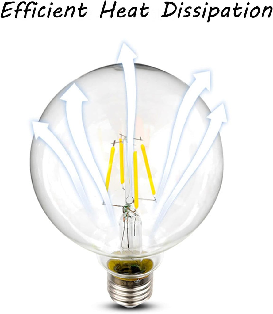G95 Globe Light Bulbs, 4 Watt (40 Watt Equivalent) Non-Dimmable Clear Filament LED Light Bulb, Glass Edison Style
