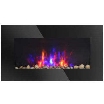 29" Electric Fireplace Wall Mounted Fireplace Heater 1450W Black