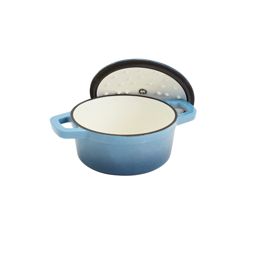& Clark 1-Quart Enameled Cast Iron Dutch Oven Pot with Lid, Blue