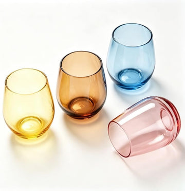 Unbreakable Poolside Acrylic Stemless Wine Glasses and Water Tumblers, Made of Shatterproof Plastic and Ideal and