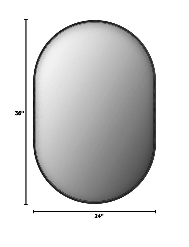 24×36 Inch Oval Wall, Black Metal Frame Bathroom Mirrors, Wall Mounted (Horizontal/Vertical)