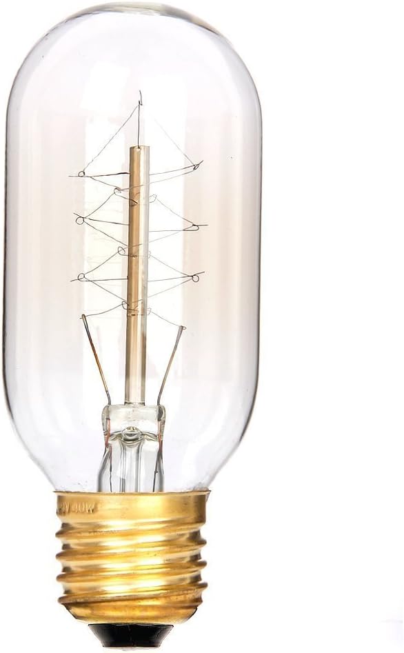 Vintage Edison Bulbs, 25 Watt, T45, 2700K Warm White Spiral Cage Filament Light Bulbs, E26/E27 Base Incandescent