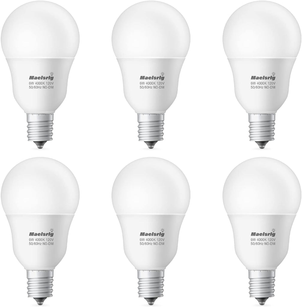 E17 Intermediate Base LED Bulb, 6W (60 Watt Equivalent) G14 Globe Ceiling Fan Light Bulbs, Cool White 4000K, 600