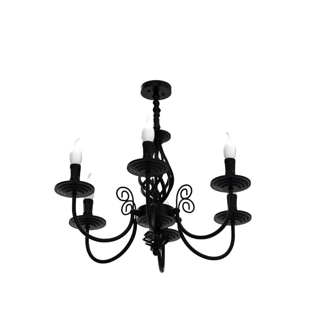 Black Chandelier, 6-Light Farmhouse Candle Light